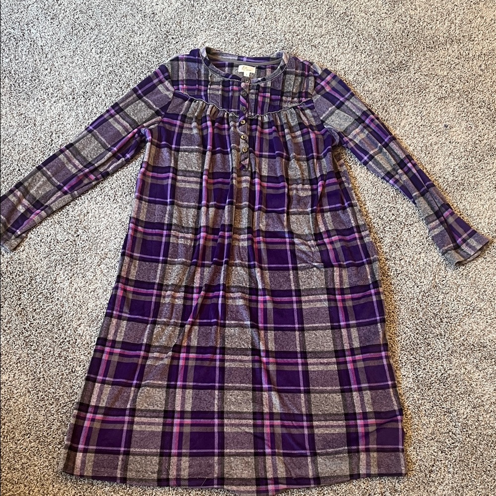 Dalia Collection Purple and Black Plaid Nightgown